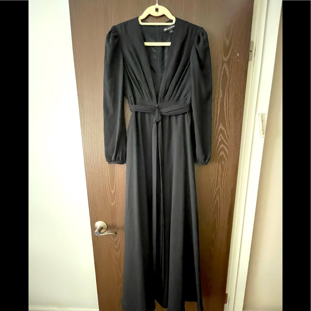 JILL STUART Black Crepe Long Sleeve Maxi Dress